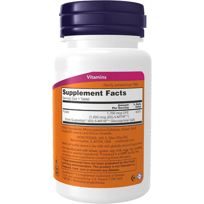 USA Supplements | NOW Foods, Methyl Folate, 1,000 mcg, 90 Tablets ( Red Blood Cell Formation )