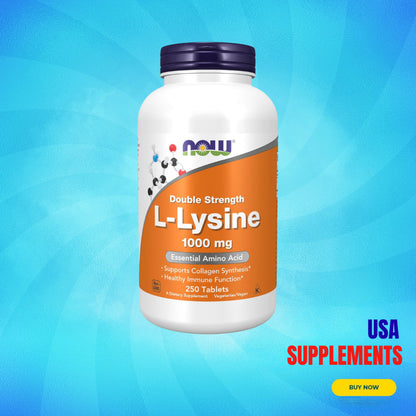USA Supplements | NOW Foods, L-Lysine, 1,000 mg, 250 Tablets ( Healthy Immune Function )