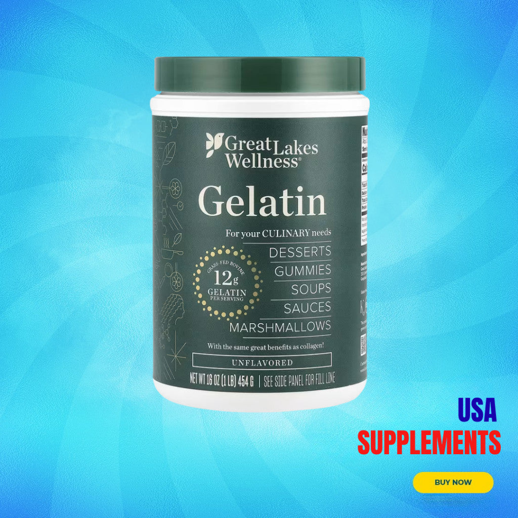 USA Supplements | Great Lakes Wellness, Gelatin, Unflavored, 16 oz ( Hair, Skin, Nails & Bone )