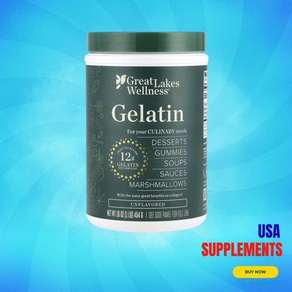 USA Supplements | Great Lakes Wellness, Gelatin, Unflavored, 16 oz ( Hair, Skin, Nails & Bone )