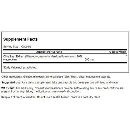 HealthilyYou | Swanson, Olive Leaf Extract , 500 mg , Capsules Immune Health Herbal Supplement
