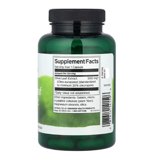HealthilyYou | Swanson, Olive Leaf Extract , 500 mg , Capsules Immune Health Herbal Supplement