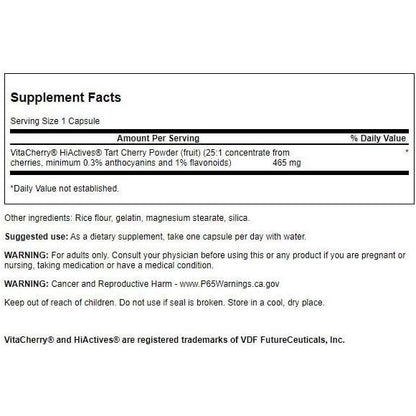 HealthilyYou | Swanson, HiActives® Tart Cherry, 465 mg, 60 Capsules Joint Health and Mobility