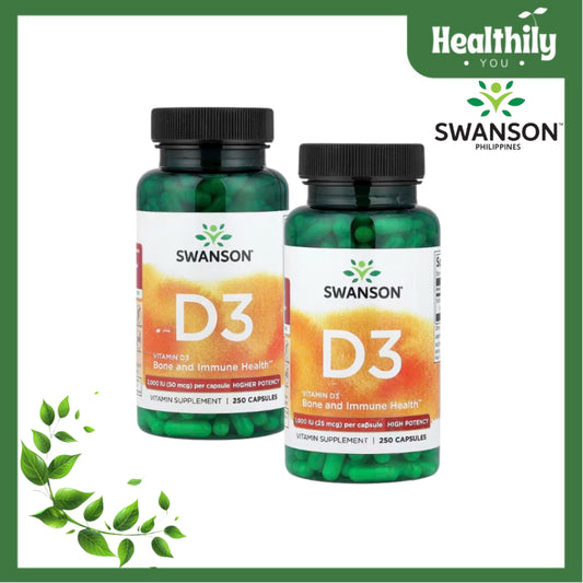 HealthilyYou | Swanson, Vitamin D3, High Potency, 25 mcg (1,000 IU), 50 mcg (2,000 IU), 250 Capsules