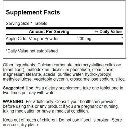 HealthilyYou | Swanson, Apple Cider Vinegar, 200 mg, Tablets Detoxification Support