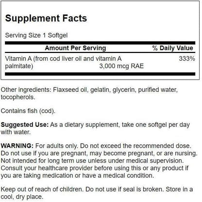 Healthily You | Swanson, Vitamin A, 10,000 IU (3,000 mcg RAE), 250 Softgels Eye and Vision Health