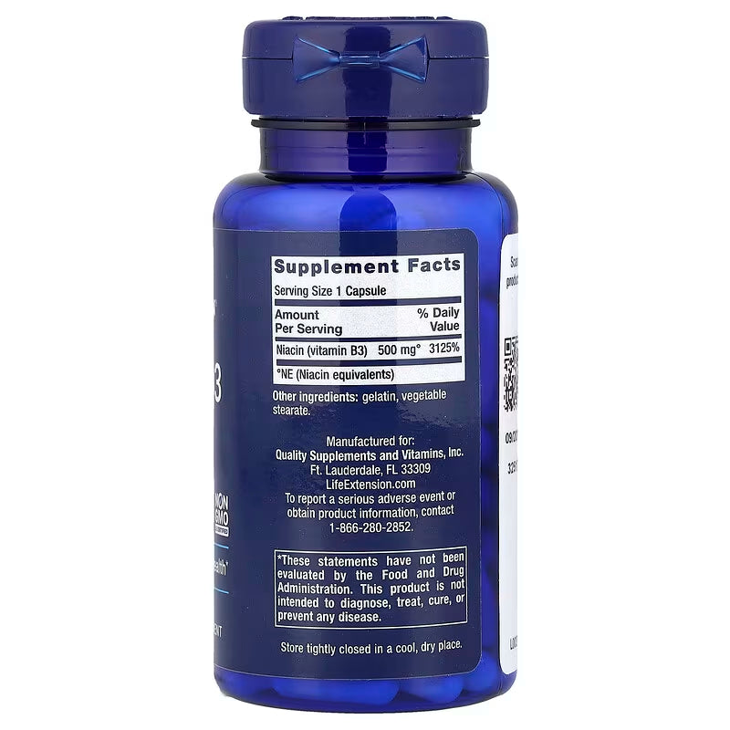 Life Extension, Vitamin B3 Niacin ( Cholesterol Support, Cardiovascular Health & Energy Production )
