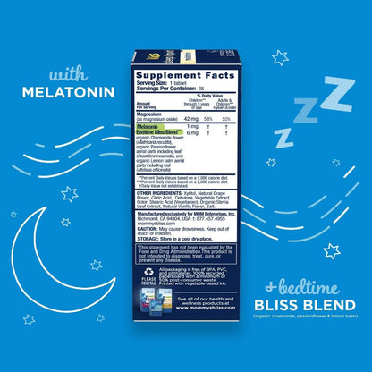 LittleSunshine | Mommy's Bliss, Kids Sleep Chewable, Melatonin + Magnesium, 3 Yrs+, Natural Grape,