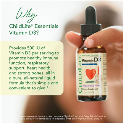 LittleSunshine | ChildLife Essentials, Vitamin D3, Natural Berry, 12.5 mcg Bone & Immune Health