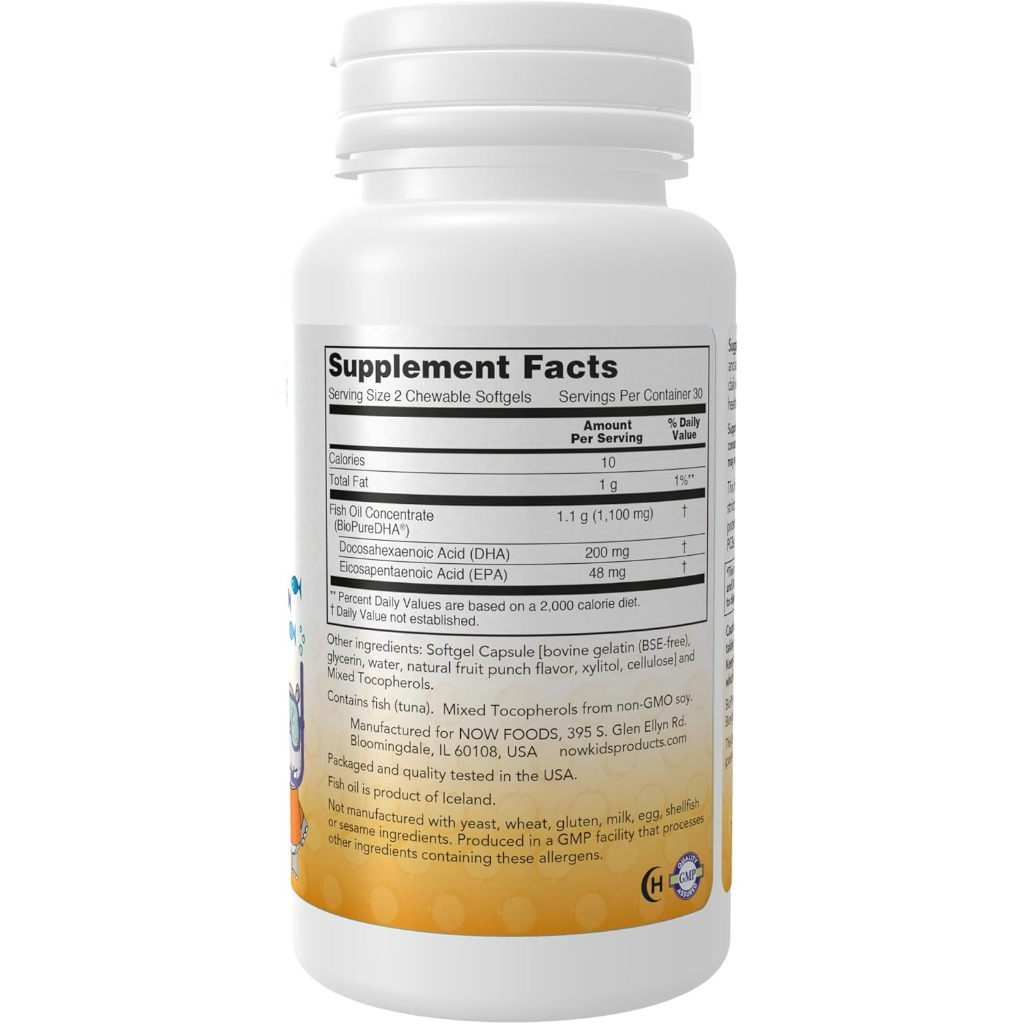 USA Supplements | NOW Foods, Kid's DHA Fish Oil Chewables ( Brain & Cognitive Support )