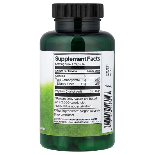 USA Supplements | Swanson, Psyllium Husks, 100 Vegan Capsules ( Supports Digestive Regularity )