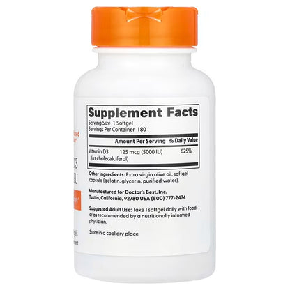 USA Supplements | Doctor's Best, Vitamin D3, 5,000 IU ( Bone Health Support )