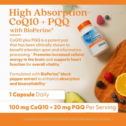 USA Supplements | Doctor's Best, High Absorption CoQ10 plus PQQ ( Cellular Energy Support )
