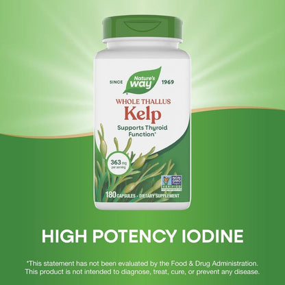 USA Supplements | Nature's Way, Whole Thallus Kelp, 100 Capsules ( Thyroid & Metabolic Support )