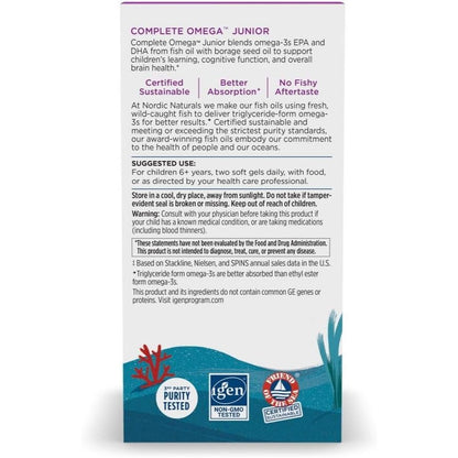 USA Supplements | Nordic Naturals, Complete Omega Junior, 180 Mini Soft Gels ( Supports Brain )