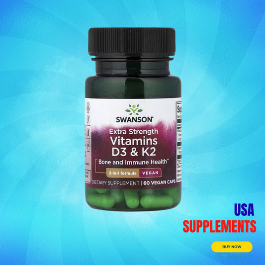 USA Supplements | Swanson, Vitamins D3 & K2, Extra Strength ( Bone Strength & Immune Support )