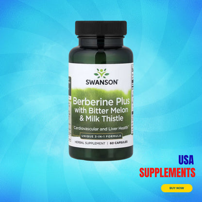 USA Supplements | Swanson, Berberine Plus with Bitter Melon & Milk Thistle ( Cardiovascular Health )