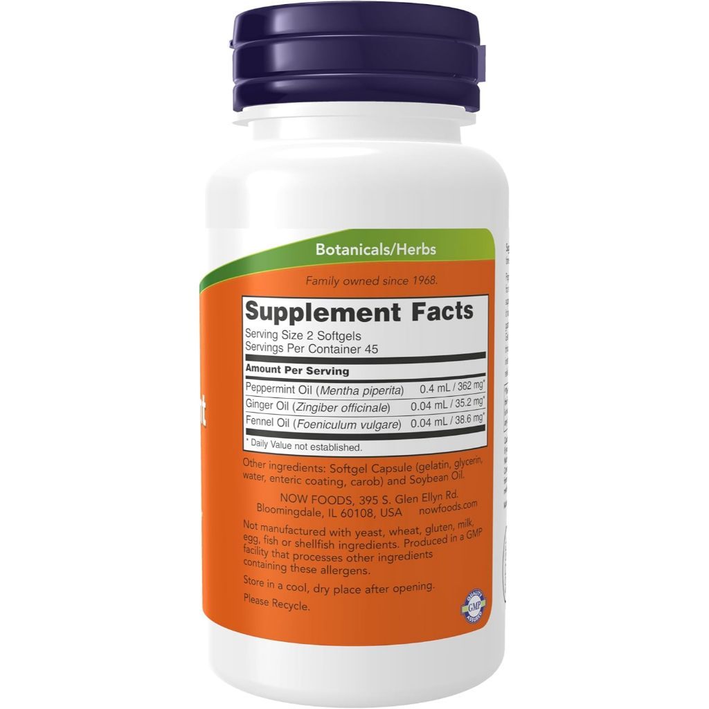 USA Supplements | NOW Foods, Peppermint Gels ( Digestive Support )