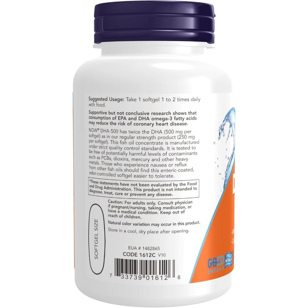 USA Supplements | NOW Foods, DHA-500 Fish Oil, 90 Softgels ( Supports Brain Health  )
