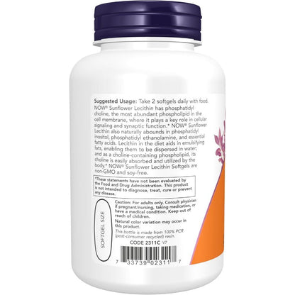 USA Supplements | NOW Foods, Sunflower Lecithin, 100 Softgels ( Nervous System Support )