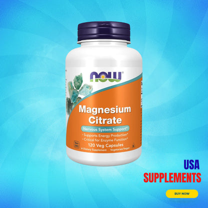 USA Supplements | NOW Foods, Magnesium Citrate, 120 Veg Capsules ( Nervous System Support )