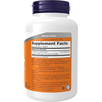 USA Supplements | NOW Foods, L-Carnitine, 1,000 mg, 100 Tablets ( Fitness Support )
