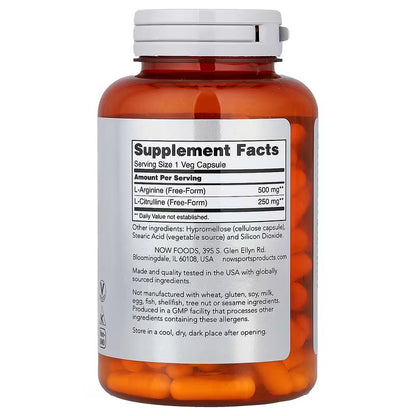 USA Supplements | NOW Foods, Sports, Arginine & Citrulline, 120 Veg Capsules ( Amino Acids )