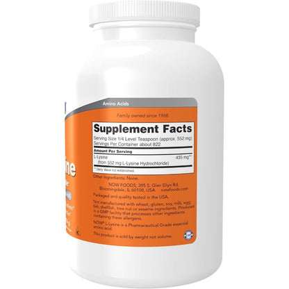 USA Supplements | NOW Foods, L-Lysine Pure Powder ( Healthy Immune Function )