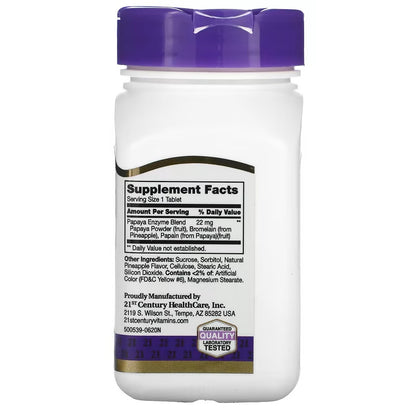 USA Supplements | 21st Century, Chewable Papaya Enzyme ( Digestive Support )
