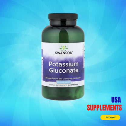 USA Supplements | Swanson, Potassium Gluconate, 99 mg, 250 Capsules ( Cardiovascular Health )