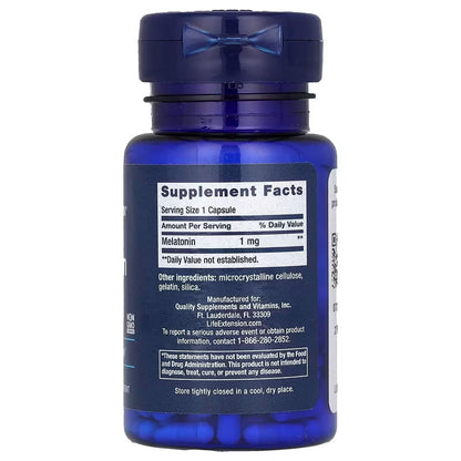 USA Supplements | Life Extension, Melatonin, 1 mg, 60 Capsules ( Promotes Optimal Sleep )