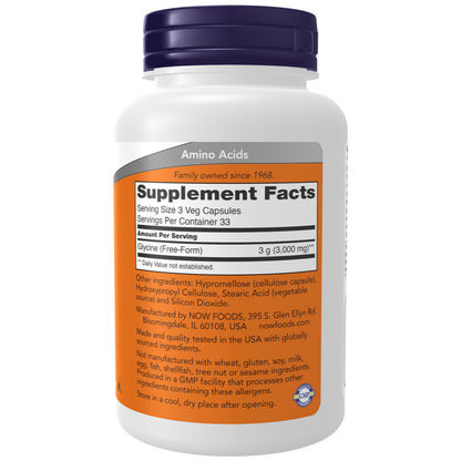 USA Supplements | NOW Foods, Glycine, 100 Veg Capsules ( Nervous System Support )