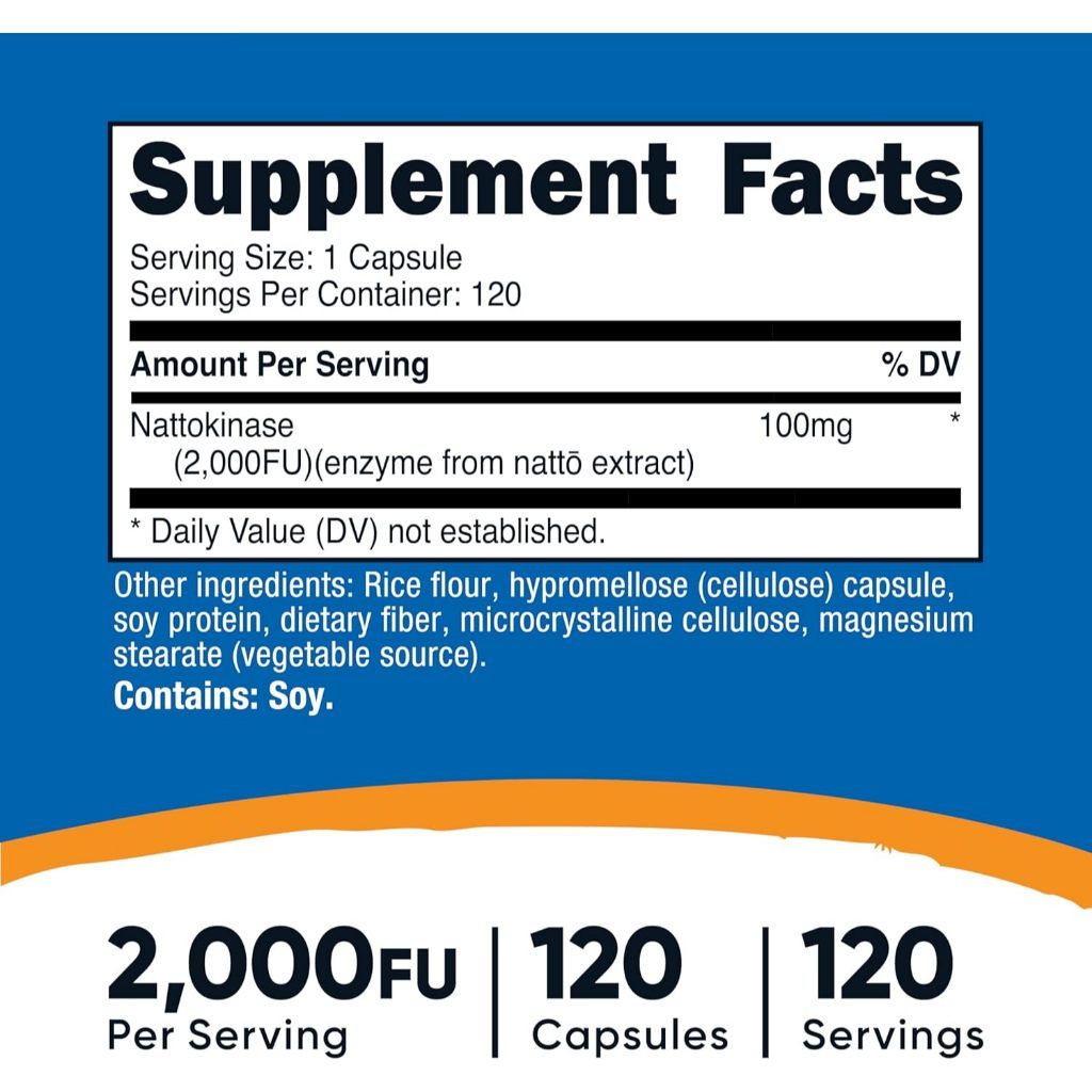 USA Supplements | Nutricost, Nattokinase, 120 Capsules ( Energy Boost )