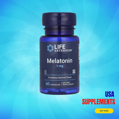 USA Supplements | Life Extension, Melatonin, 1 mg, 60 Capsules ( Promotes Optimal Sleep )