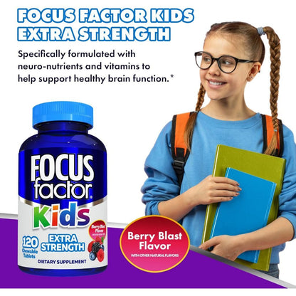 USA Supplements | Focus Factor, Kids, Berry Blast, 120 Chewable Tablets ( Multivitamin Support )