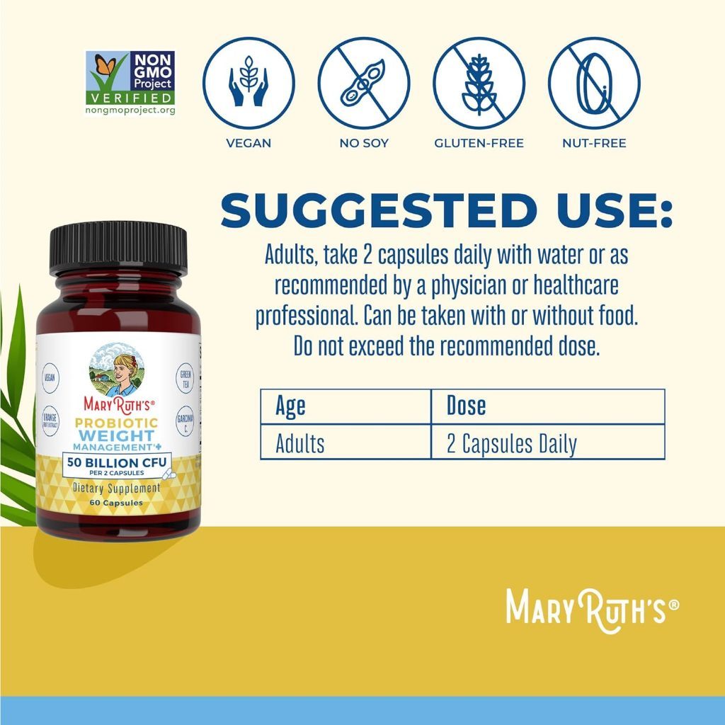 USA Supplements | MaryRuth's, Probiotic Weight+ Management ( Supports Digestive Health )