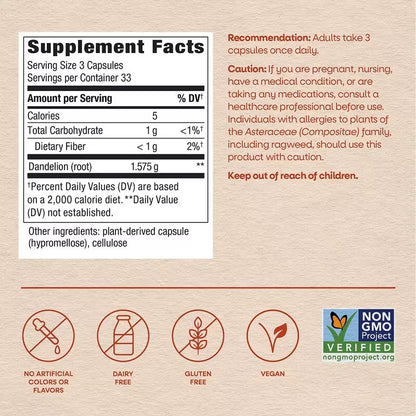 USA Supplements | Nature's Way, Dandelion Root, 100 Vegan Capsules ( Supports Healthy Digestion )