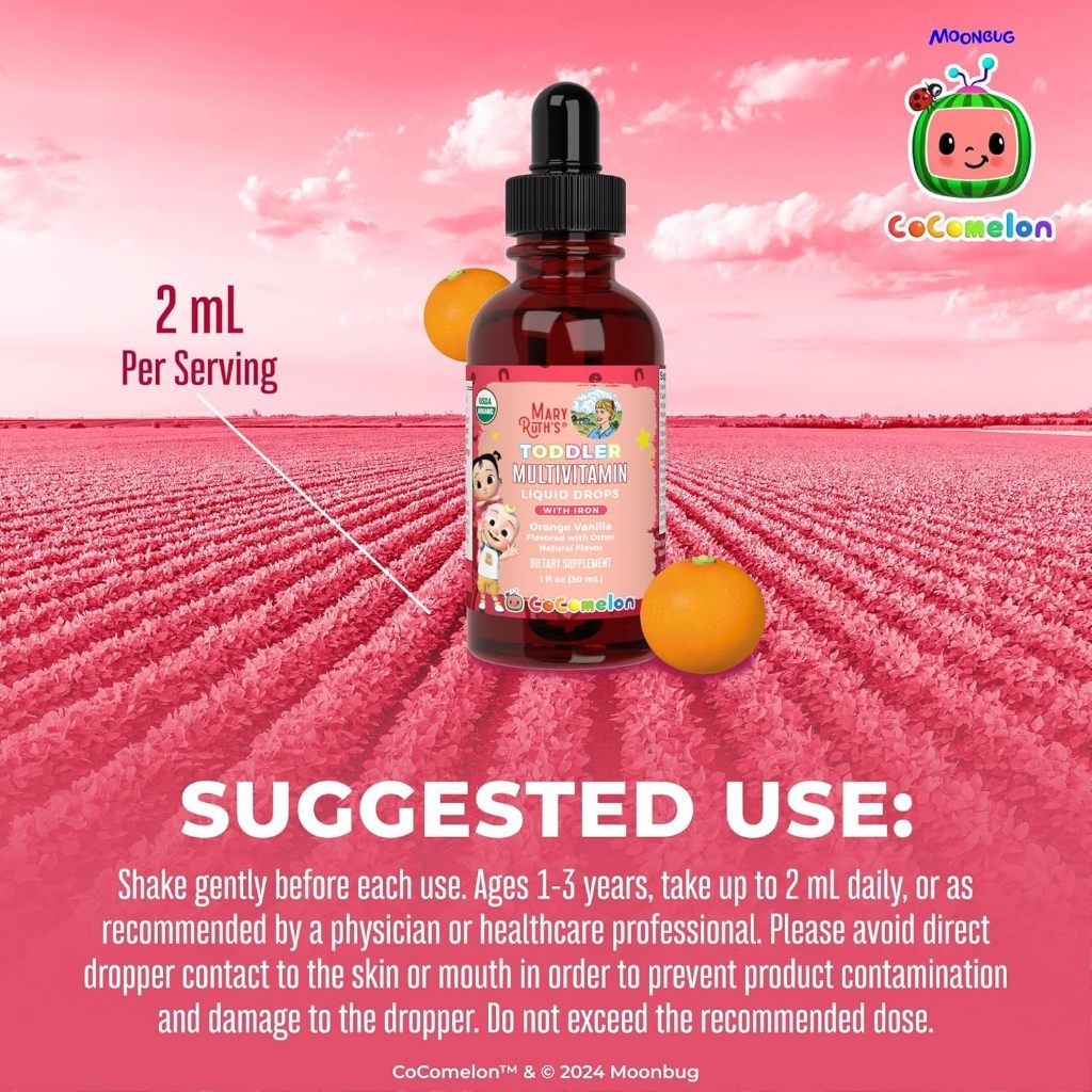 USA Supplements | MaryRuth's, Cocomelon, Toddler Multivitamin ( Supports Immune )