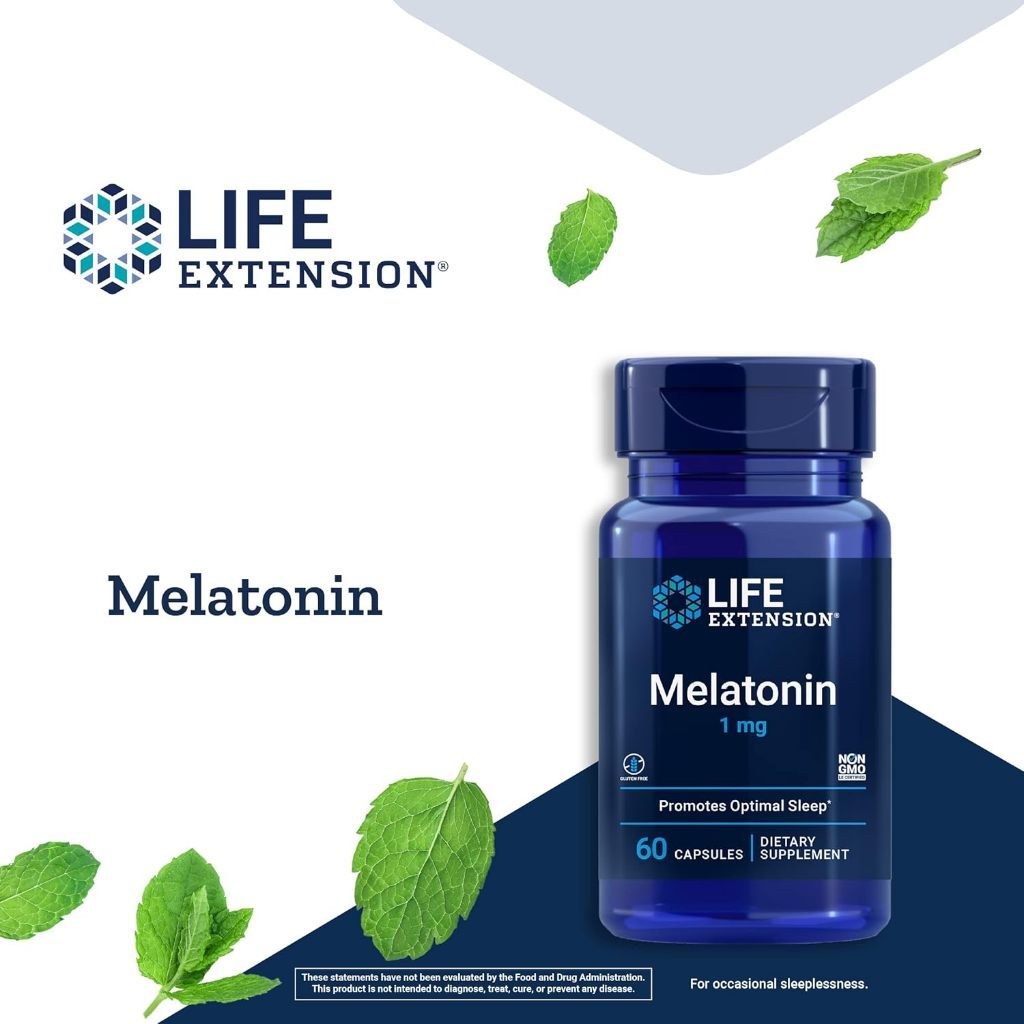 USA Supplements | Life Extension, Melatonin, 1 mg, 60 Capsules ( Promotes Optimal Sleep )
