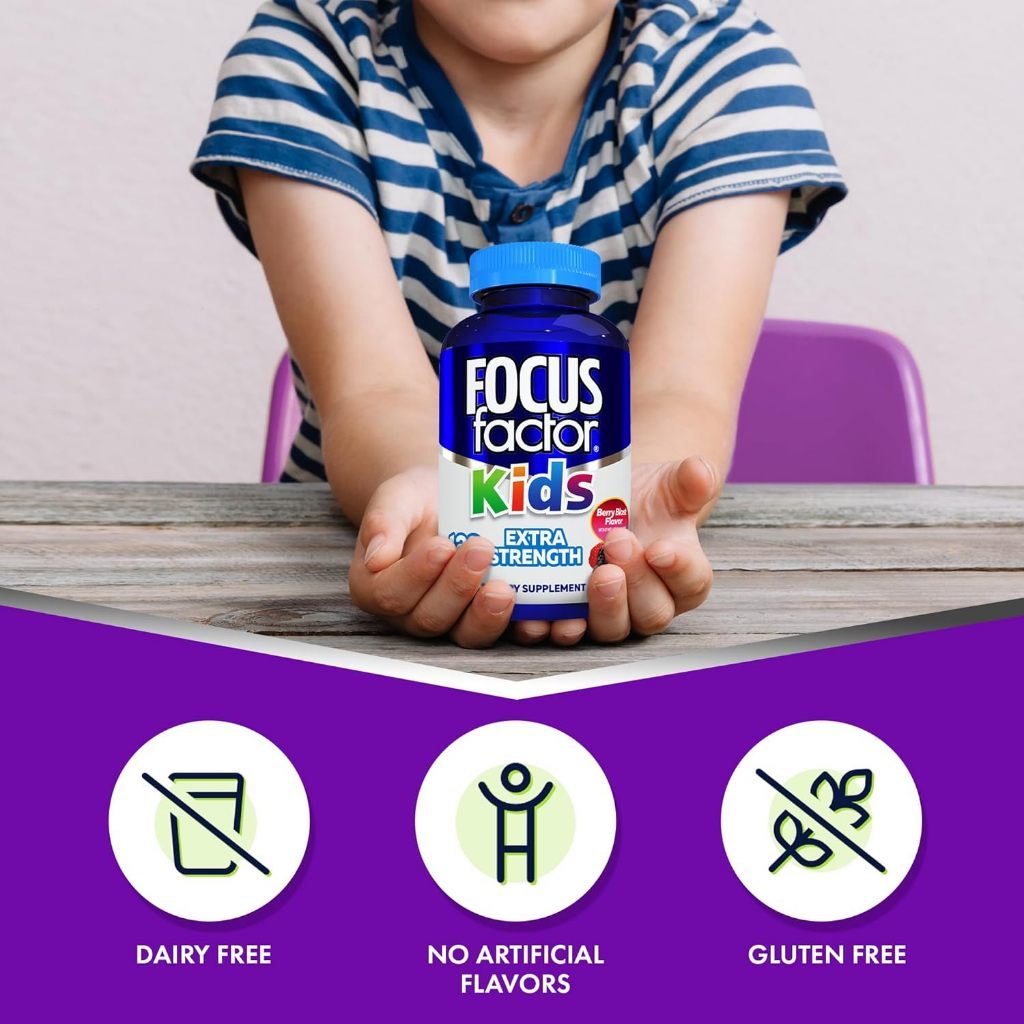 USA Supplements | Focus Factor, Kids, Berry Blast, 120 Chewable Tablets ( Multivitamin Support )