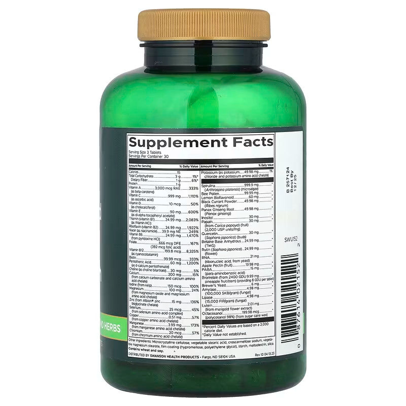 USA Supplements | Swanson, Whole Food Multi Without Iron ( Overall Health )