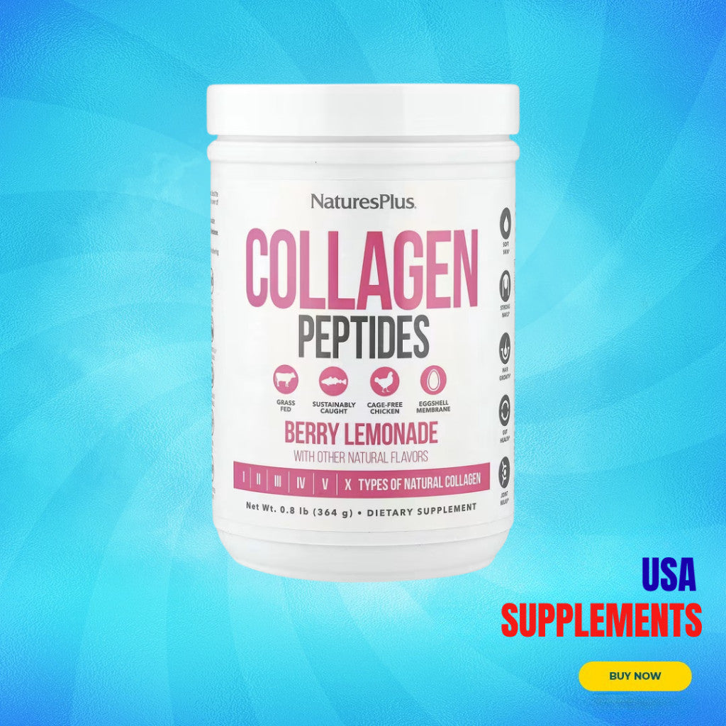 USA Supplements | NaturesPlus, Collagen Peptides, Berry Lemonade, 0.8 lbs ( Skin Support )