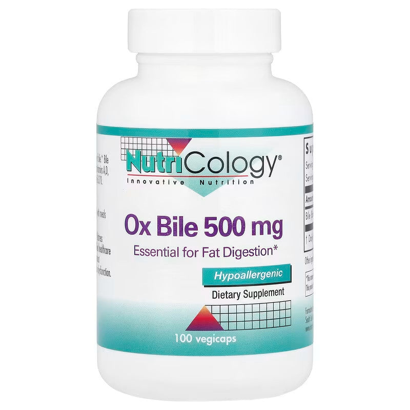 USA Supplements | Nutricology, Ox Bile, 500 mg, 100 Vegicaps ( Essential for Fat Digestion )