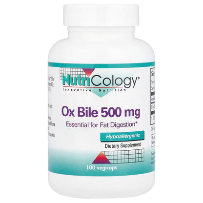 USA Supplements | Nutricology, Ox Bile, 500 mg, 100 Vegicaps ( Essential for Fat Digestion )