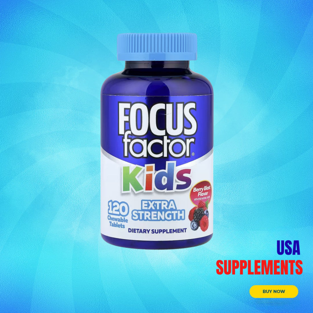 USA Supplements | Focus Factor, Kids, Berry Blast, 120 Chewable Tablets ( Multivitamin Support )
