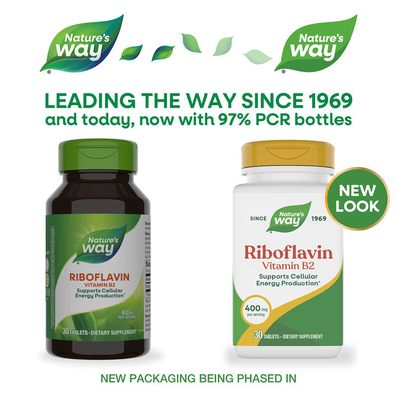 USA Supplements | Nature's Way, Riboflavin Vitamin B2, 400 mg, 30 Tablets ( Energy Metabolism )