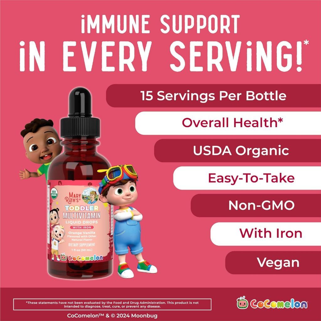 USA Supplements | MaryRuth's, Cocomelon, Toddler Multivitamin ( Supports Immune )