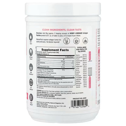 USA Supplements | NaturesPlus, Collagen Peptides, Berry Lemonade, 0.8 lbs ( Skin Support )