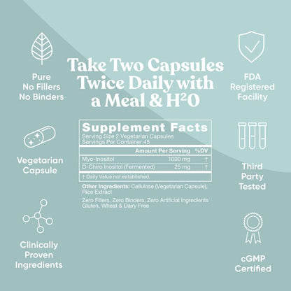 LowCostPh | Myo + D-Chiro, Myo Inositol, 120 Caps, Eu Natural, Regulate, Fertility Support