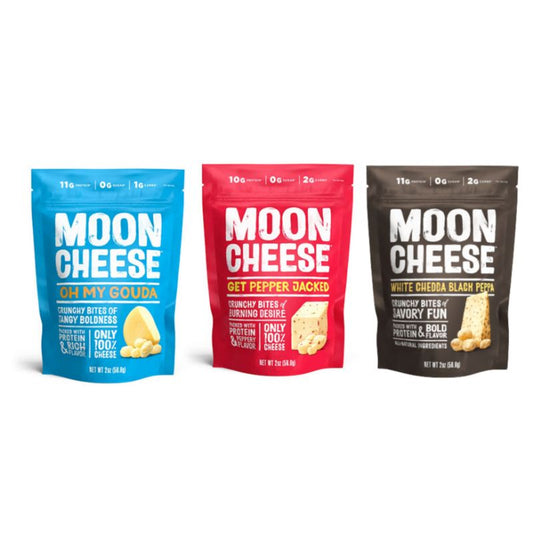 LowCostPH | Moon Cheese Gauda, Cheddar, White Cheddar, Gerlickin Parmesan, Get Pepper Jacked 57 g